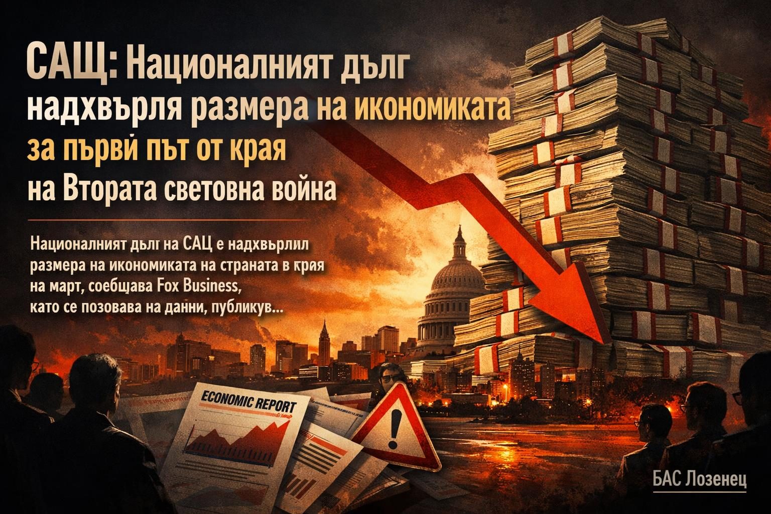 САЩ: Националният дълг надхвърля размера на икономиката за първи път от края на Втората световна война
