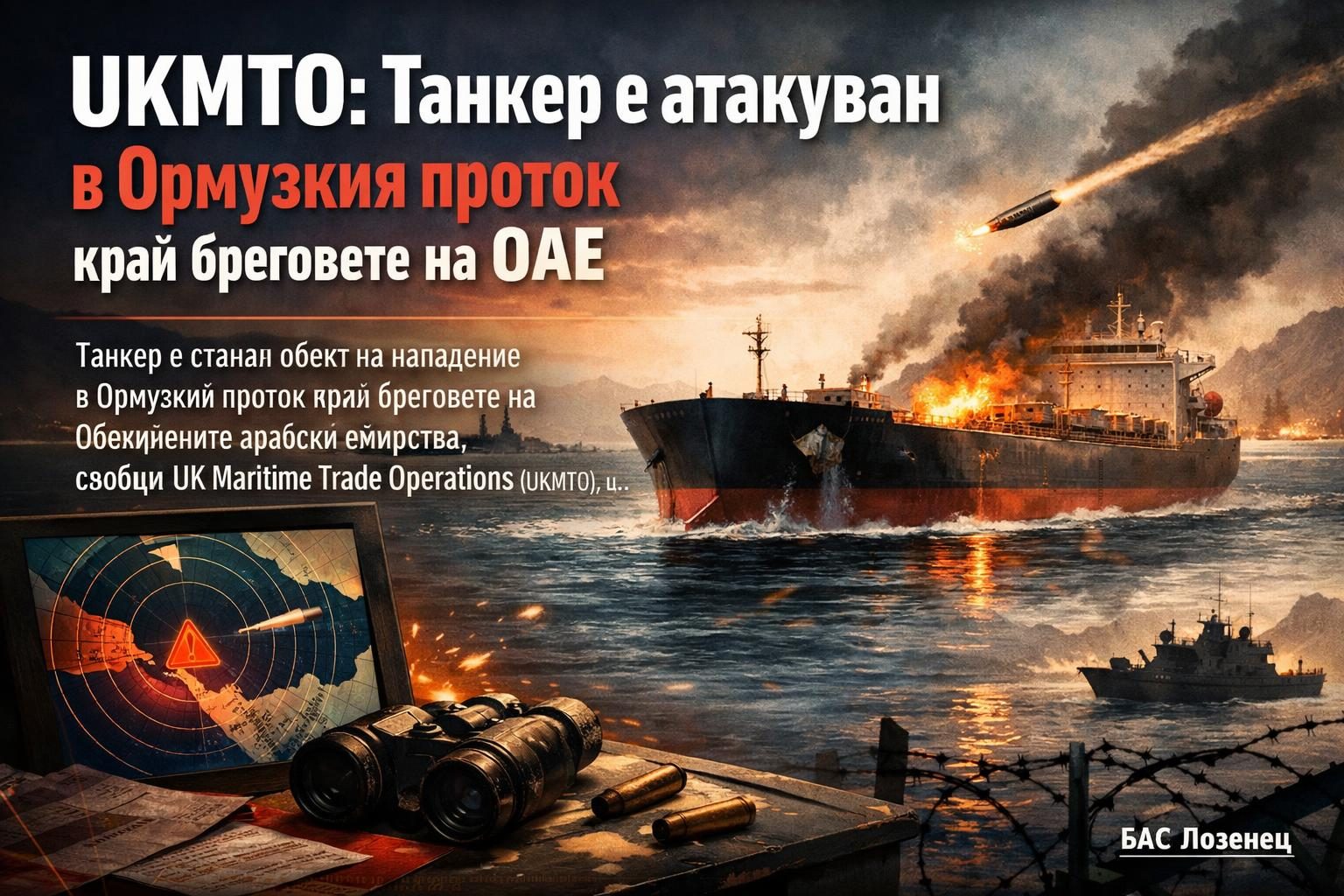 UKMTO: Танкер е атакуван в Ормузкия проток край бреговете на ОАЕ