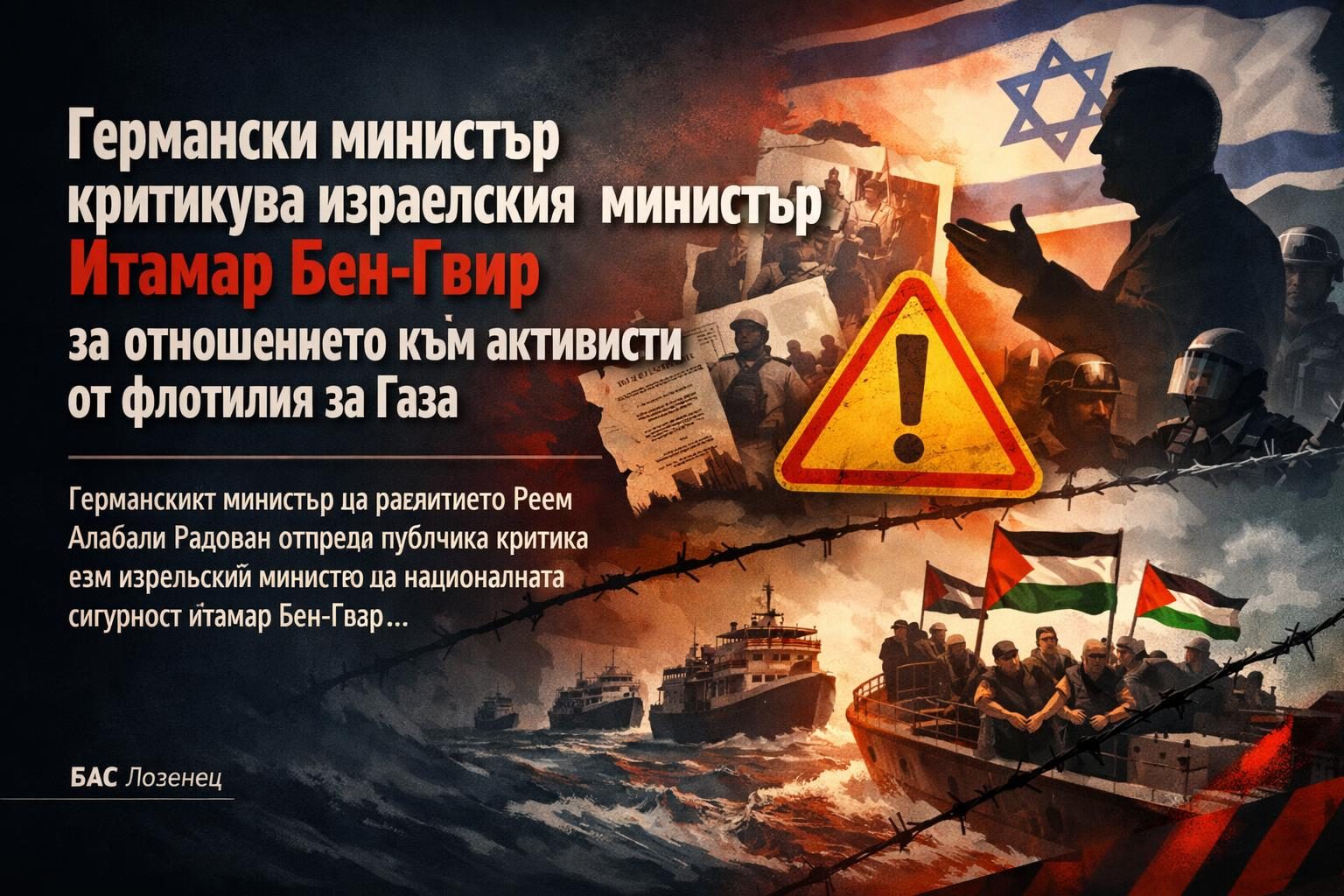Германски министър критикува израелския министър Итамар Бен-Гвир за отношението към активисти от флотилия за Газа