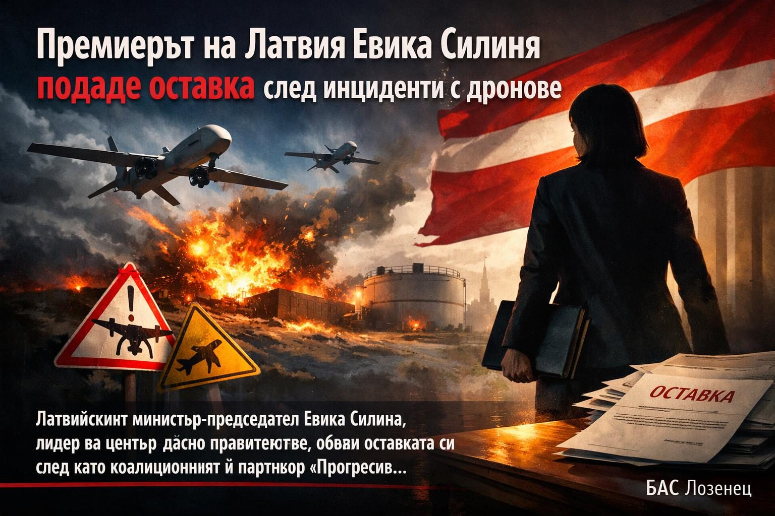 Премиерът на Латвия Евика Силиня подаде оставка след инциденти с дронове