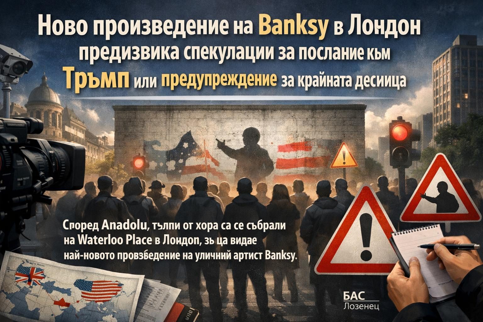 Ново произведение на Banksy в Лондон предизвика спекулации за послание към Тръмп или предупреждение за крайната десница
