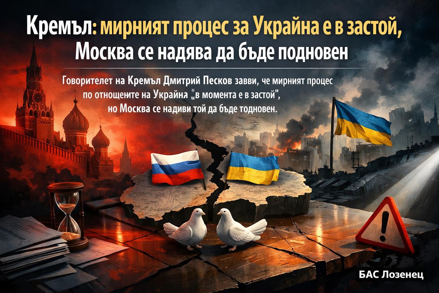 Кремъл: мирният процес за Украйна е в застой, Москва се надява да бъде подновен