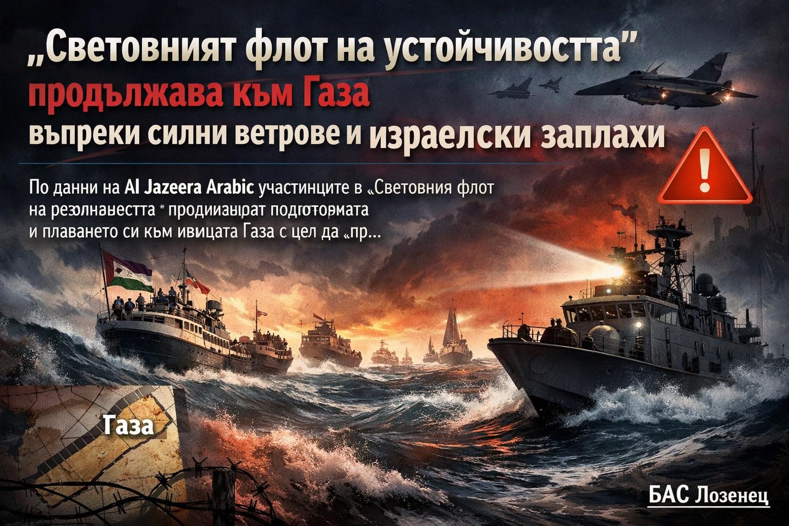 „Световният флот на устойчивостта“ продължава към Газа въпреки силни ветрове и израелски заплахи