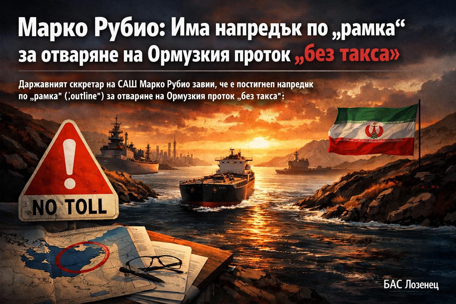 Марко Рубио: Има напредък по „рамка“ за отваряне на Ормузкия проток „без такса“