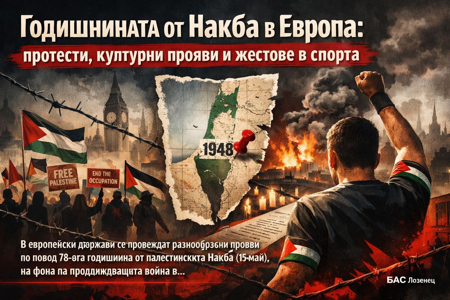 Годишнината от Накба в Европа: протести, културни прояви и жестове в спорта