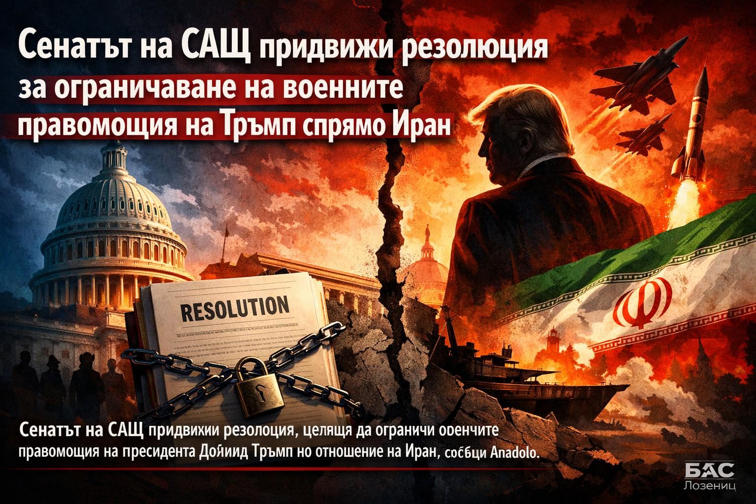 Сенатът на САЩ придвижи резолюция за ограничаване на военните правомощия на Тръмп спрямо Иран