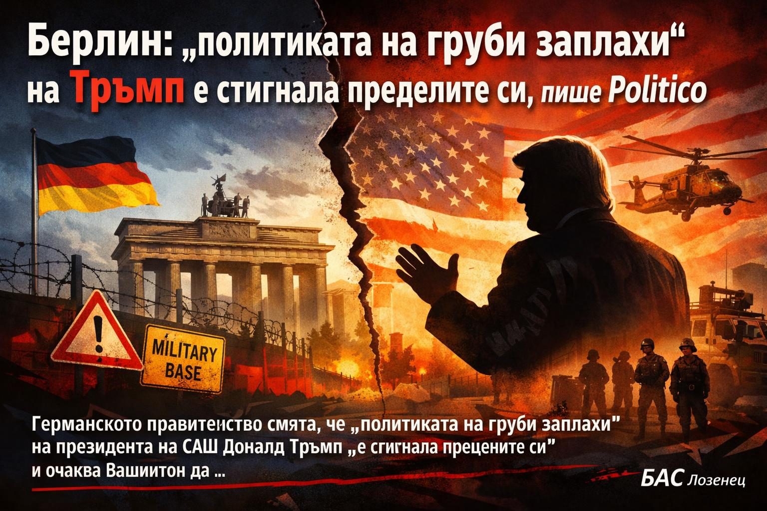 Берлин: „политиката на груби заплахи“ на Тръмп е стигнала пределите си, пише Politico