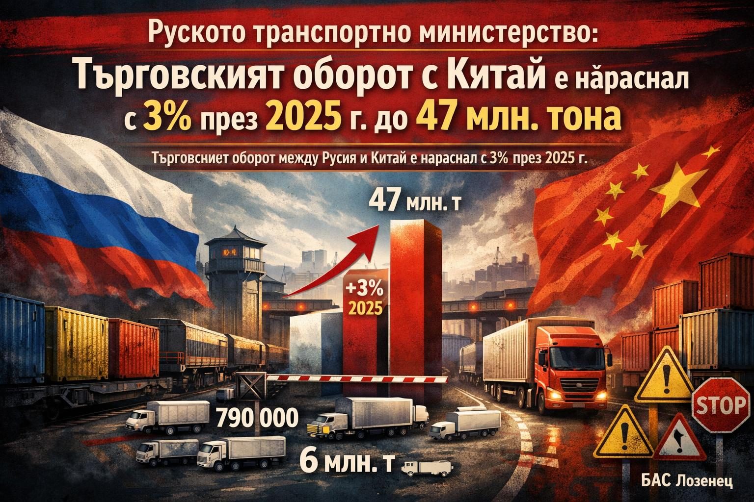 Руското транспортно министерство: Търговският оборот с Китай е нараснал с 3% през 2025 г. до 47 млн. тона