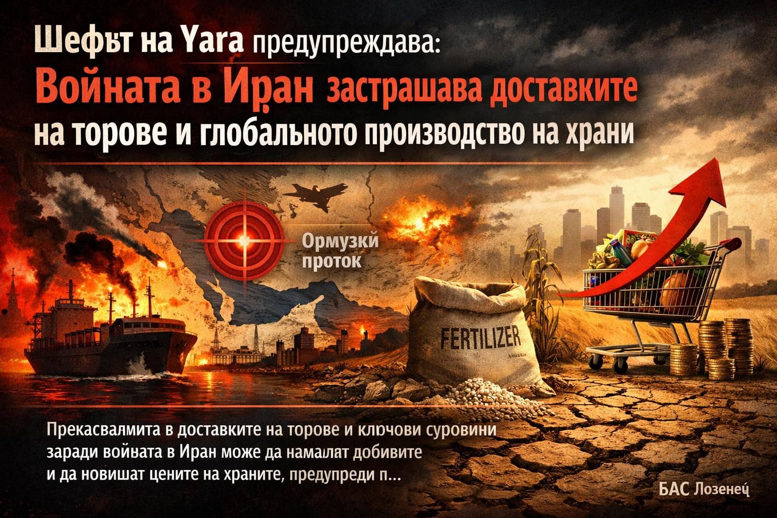 Шефът на Yara предупреждава: войната в Иран застрашава доставките на торове и глобалното производство на храни