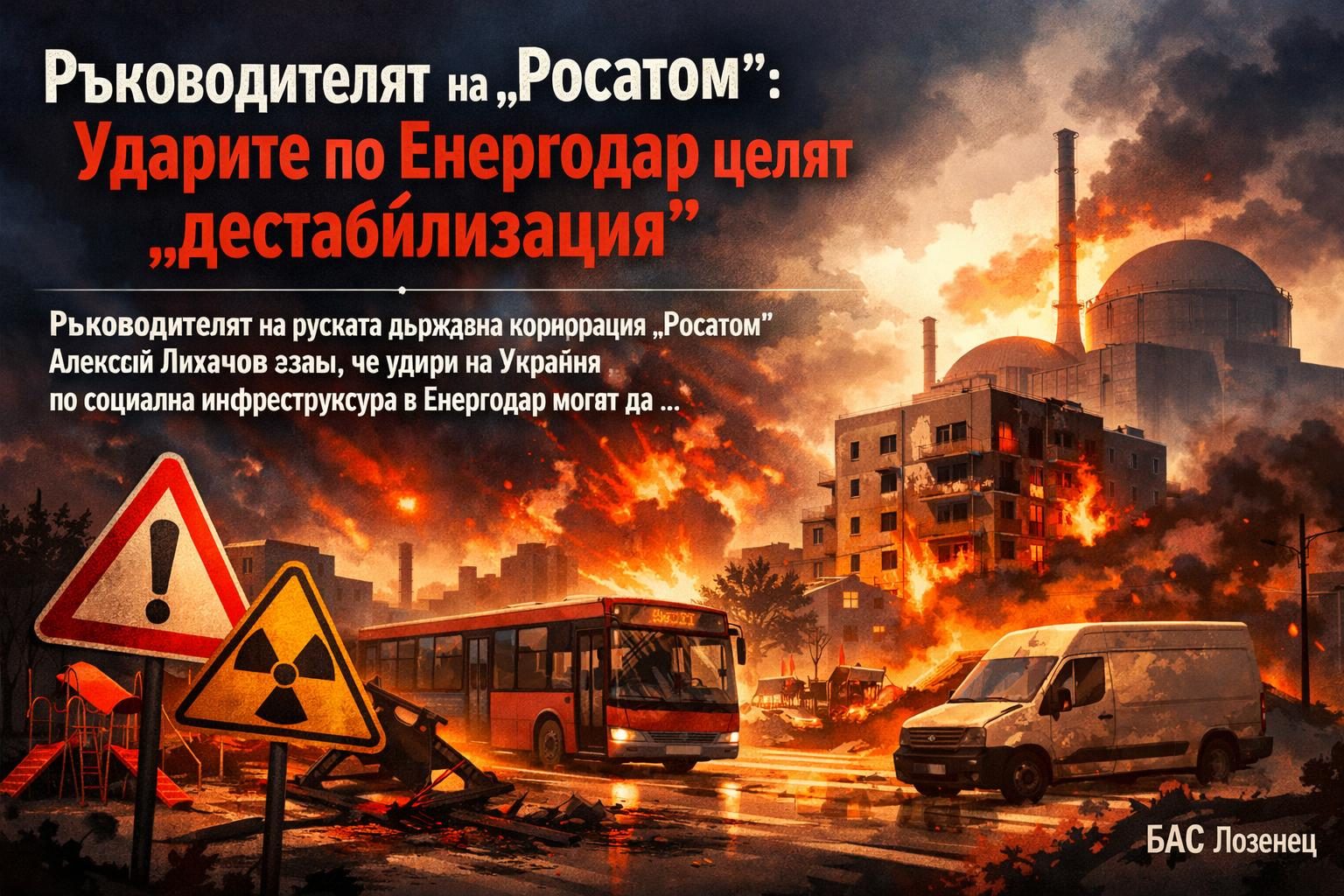 Ръководителят на „Росатом“: Ударите по Енергодар целят „дестабилизация“
