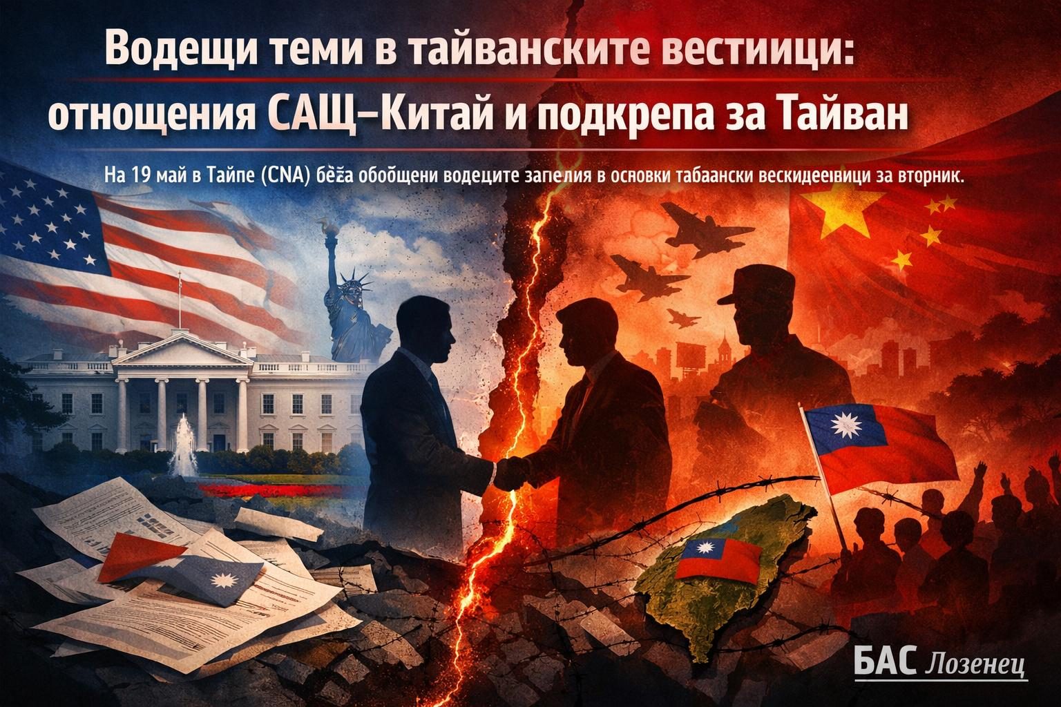 Водещи теми в тайванските вестници: отношения САЩ–Китай и подкрепа за Тайван