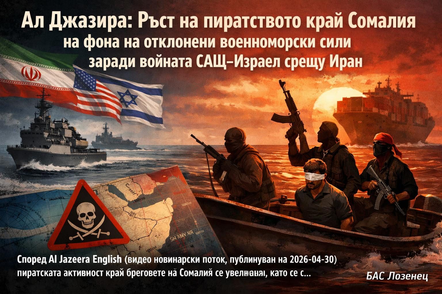 Ал Джазира: Ръст на пиратството край Сомалия на фона на отклонени военноморски сили заради войната САЩ–Израел срещу Иран