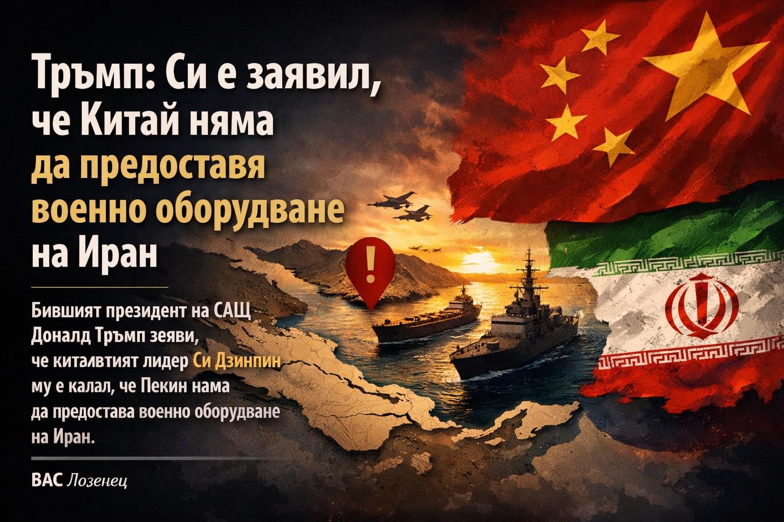 Тръмп: Си е заявил, че Китай няма да предоставя военно оборудване на Иран