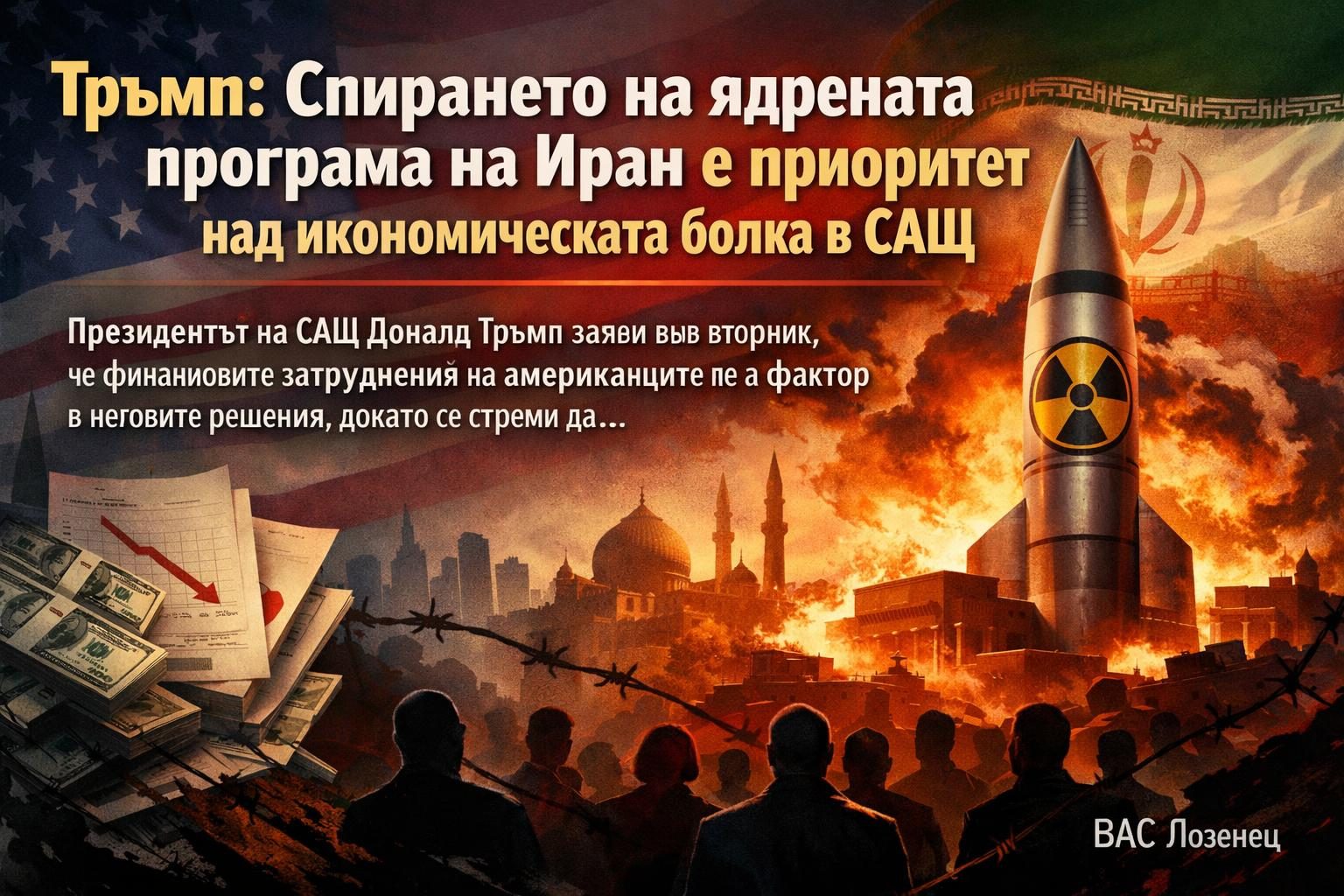 Тръмп: Спирането на ядрената програма на Иран е приоритет над икономическата болка в САЩ