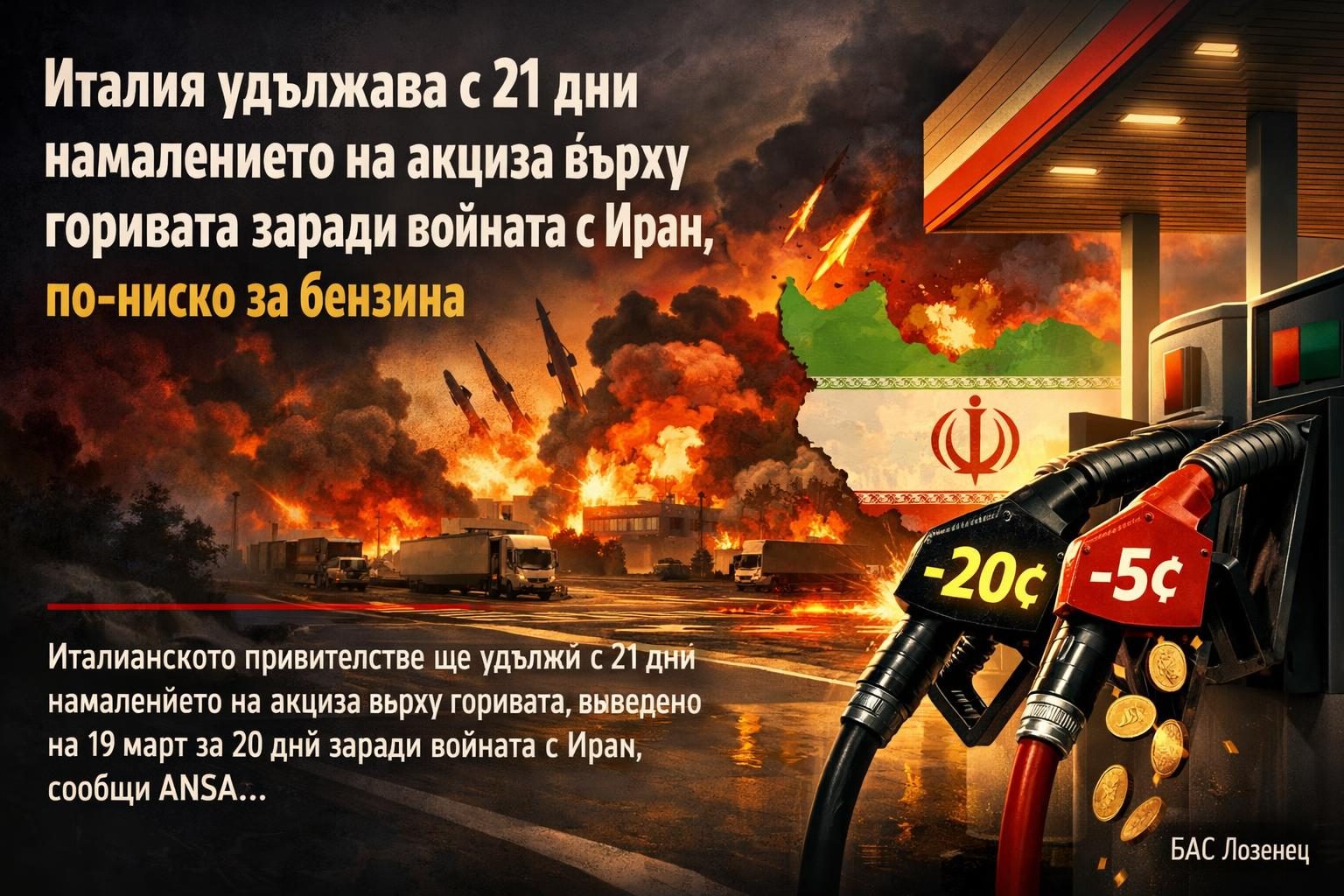 Италия удължава с 21 дни намалението на акциза върху горивата заради войната с Иран, по-ниско за бензина