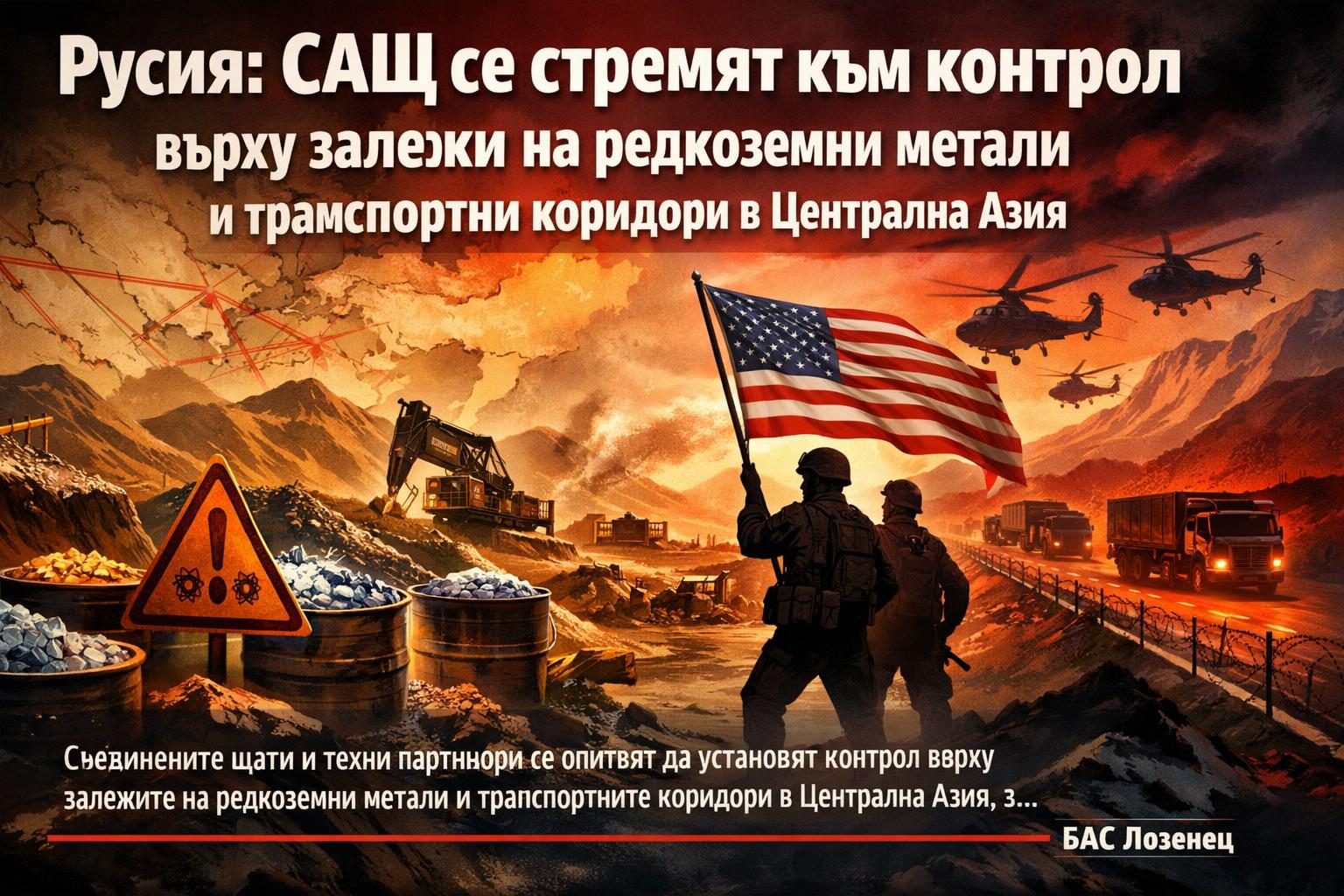 Русия: САЩ се стремят към контрол върху залежи на редкоземни метали и транспортни коридори в Централна Азия