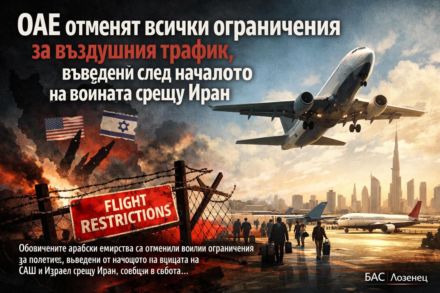 ОАЕ отменят всички ограничения за въздушния трафик, въведени след началото на войната срещу Иран