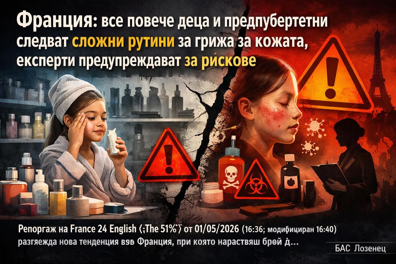 Франция: все повече деца и предпубертетни следват сложни рутини за грижа за кожата, експерти предупреждават за рискове