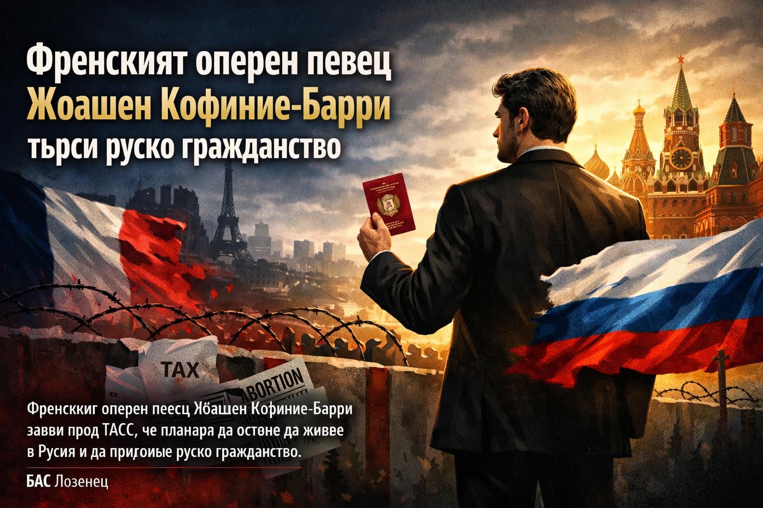 Френският оперен певец Жоашен Кофиние-Барри търси руско гражданство