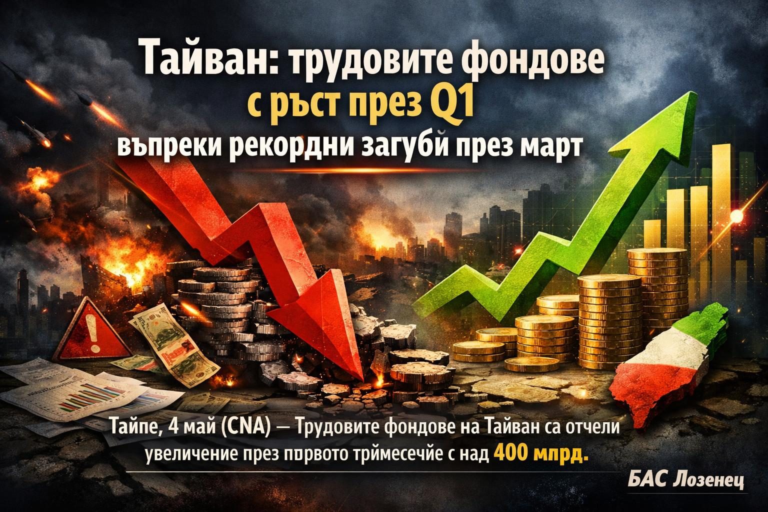 Тайван: трудовите фондове с ръст през Q1 въпреки рекордни загуби през март