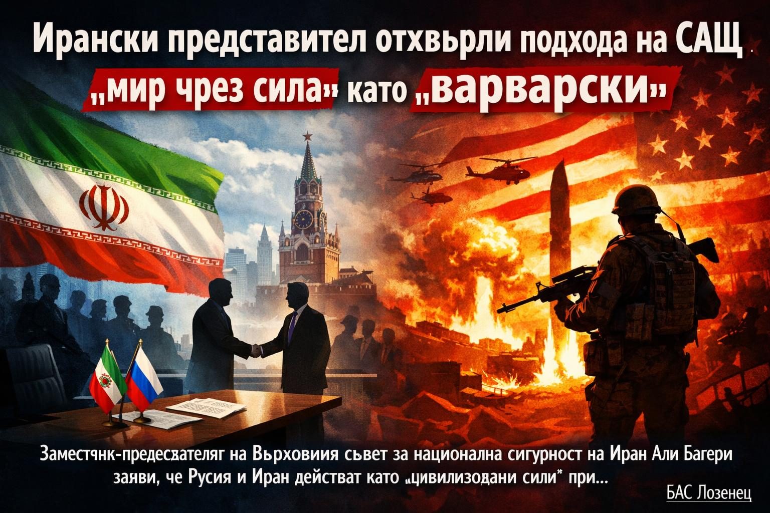 Ирански представител отхвърли подхода на САЩ „мир чрез сила“ като „варварски“