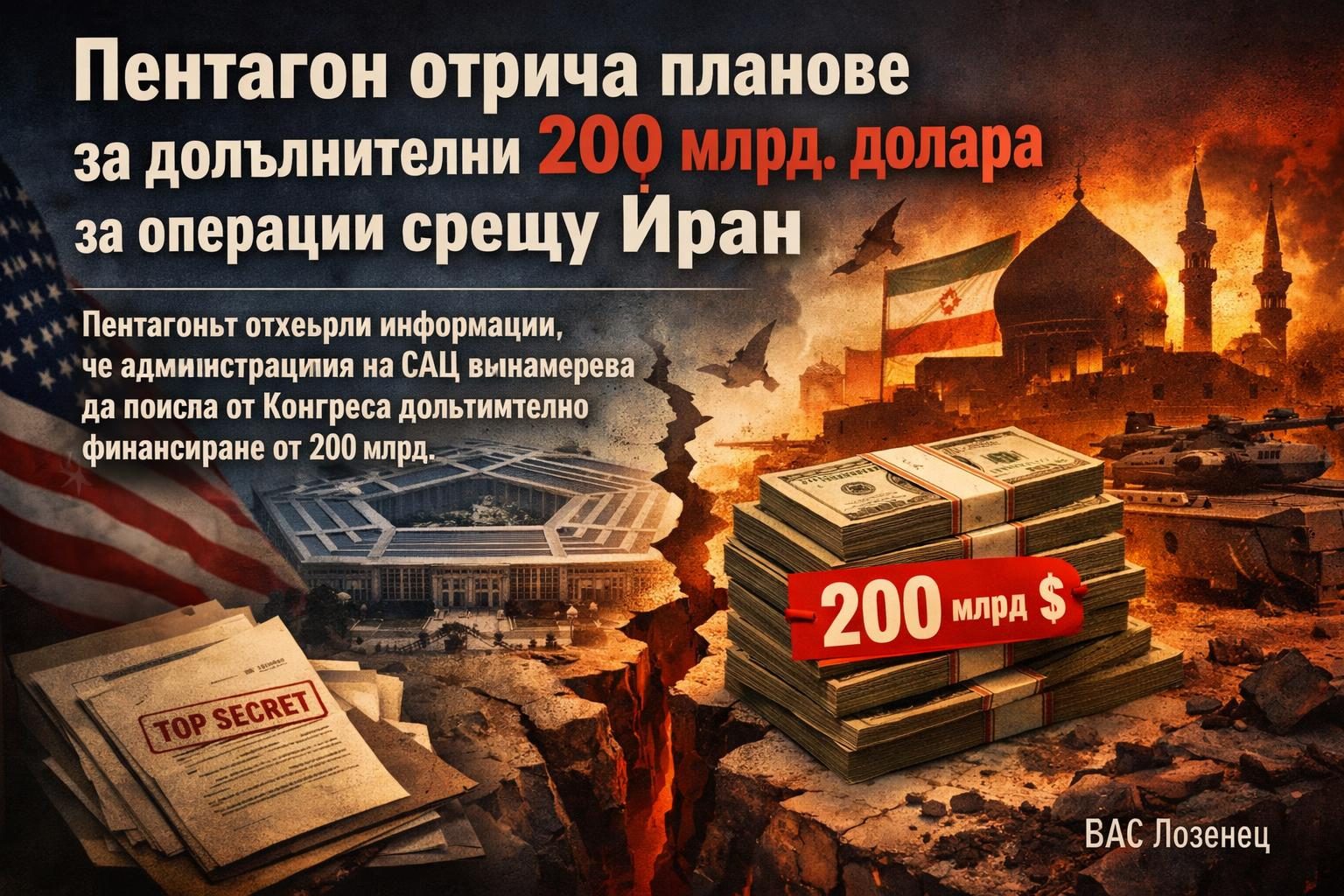 Пентагон отрича планове за допълнителни 200 млрд. долара за операции срещу Иран