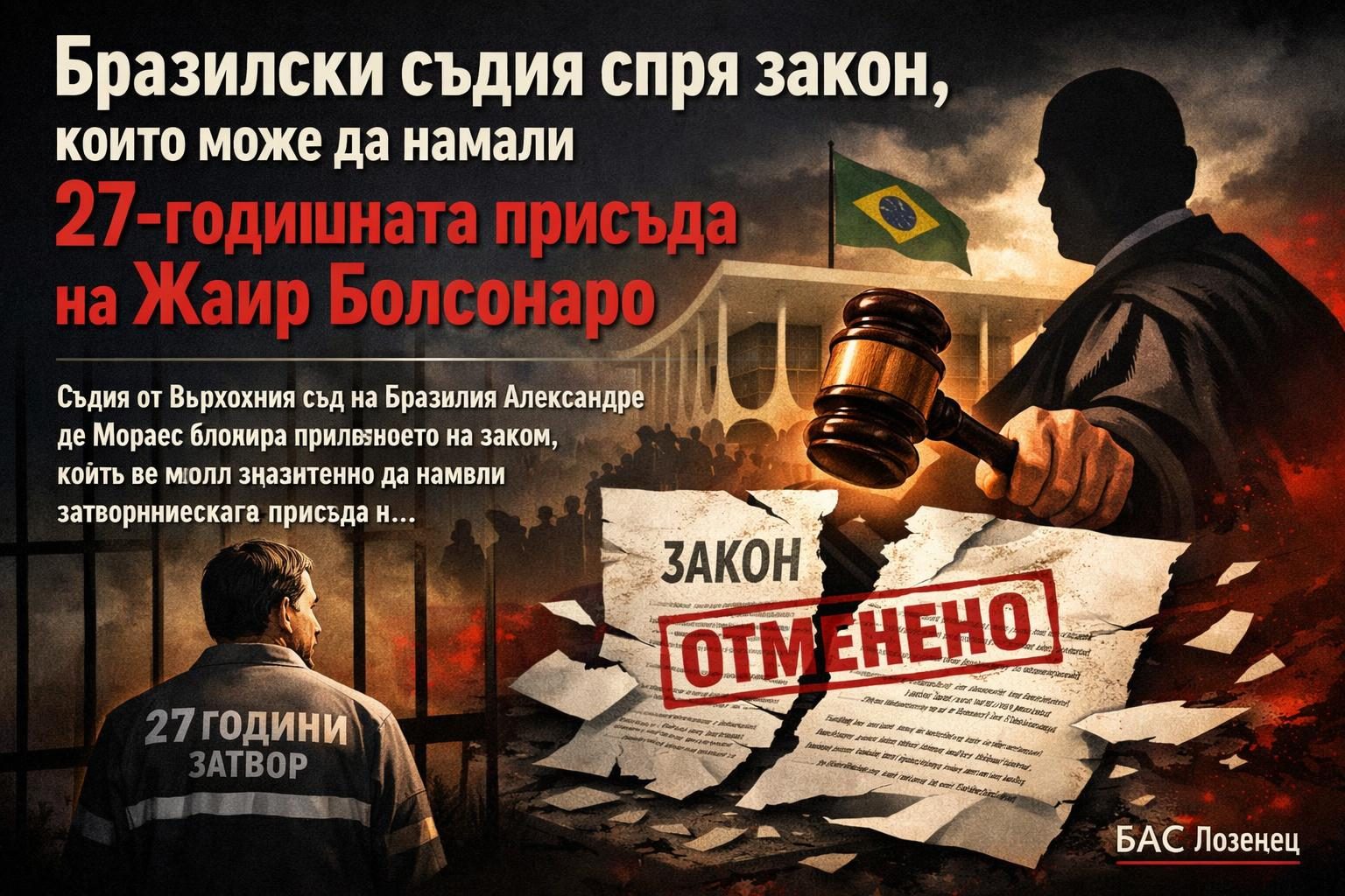 Бразилски съдия спря закон, който може да намали 27-годишната присъда на Жаир Болсонаро