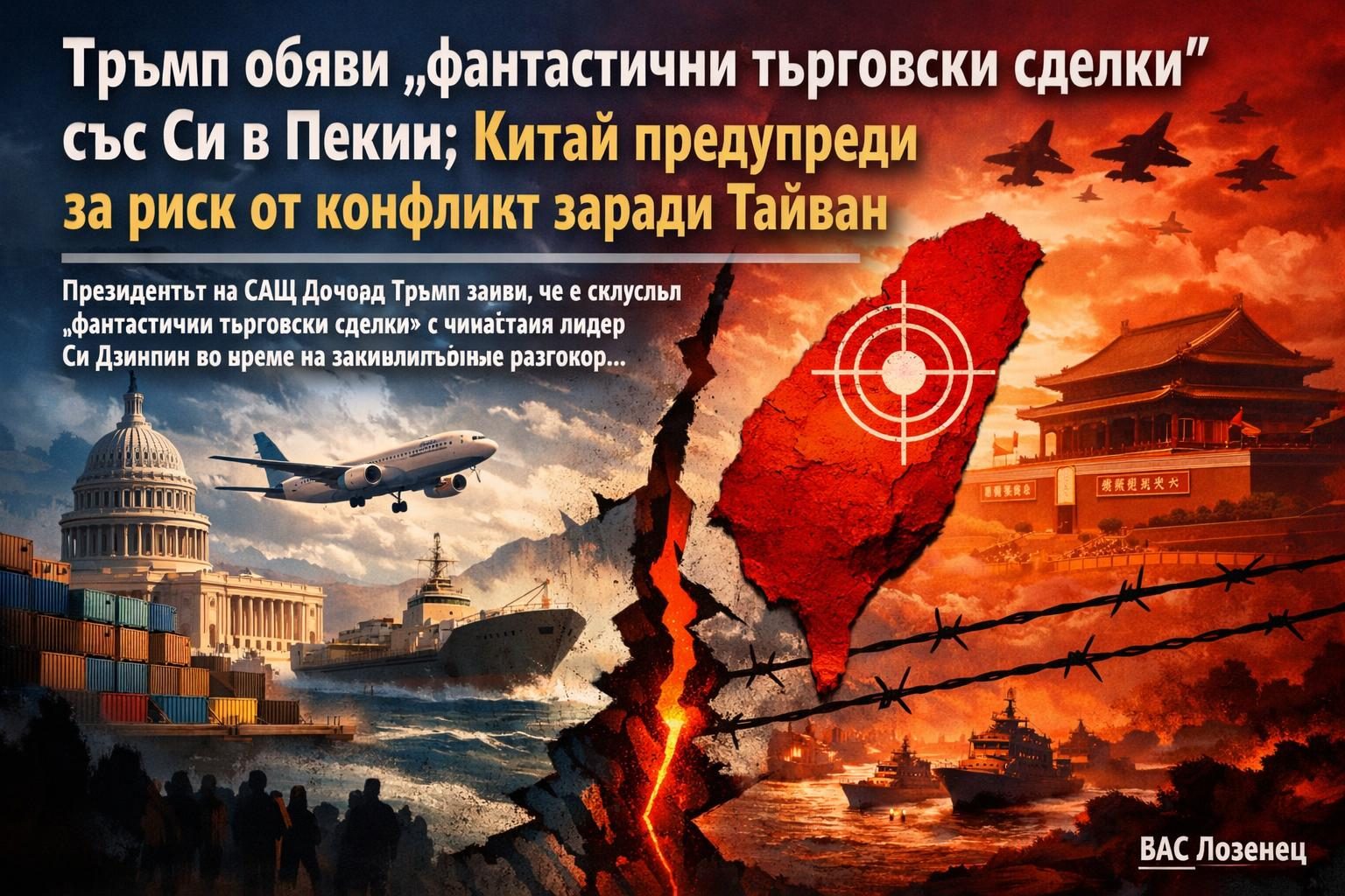 Тръмп обяви „фантастични търговски сделки“ със Си в Пекин; Китай предупреди за риск от конфликт заради Тайван