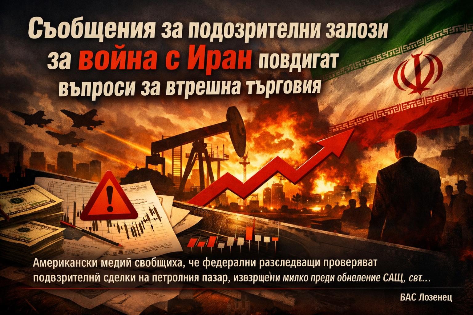 Съобщения за подозрителни залози за война с Иран повдигат въпроси за вътрешна търговия