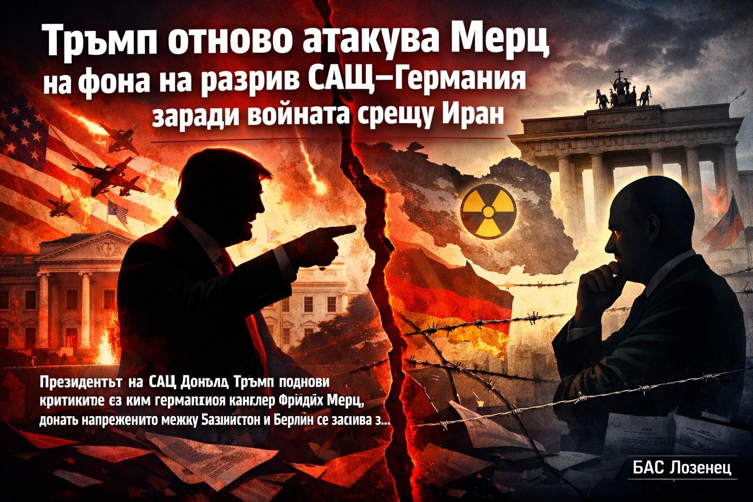 Тръмп отново атакува Мерц на фона на разрив САЩ–Германия заради войната срещу Иран