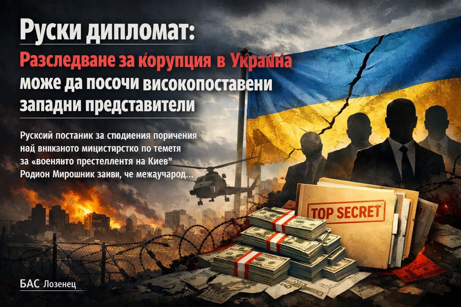 Руски дипломат: Разследване за корупция в Украйна може да посочи високопоставени западни представители