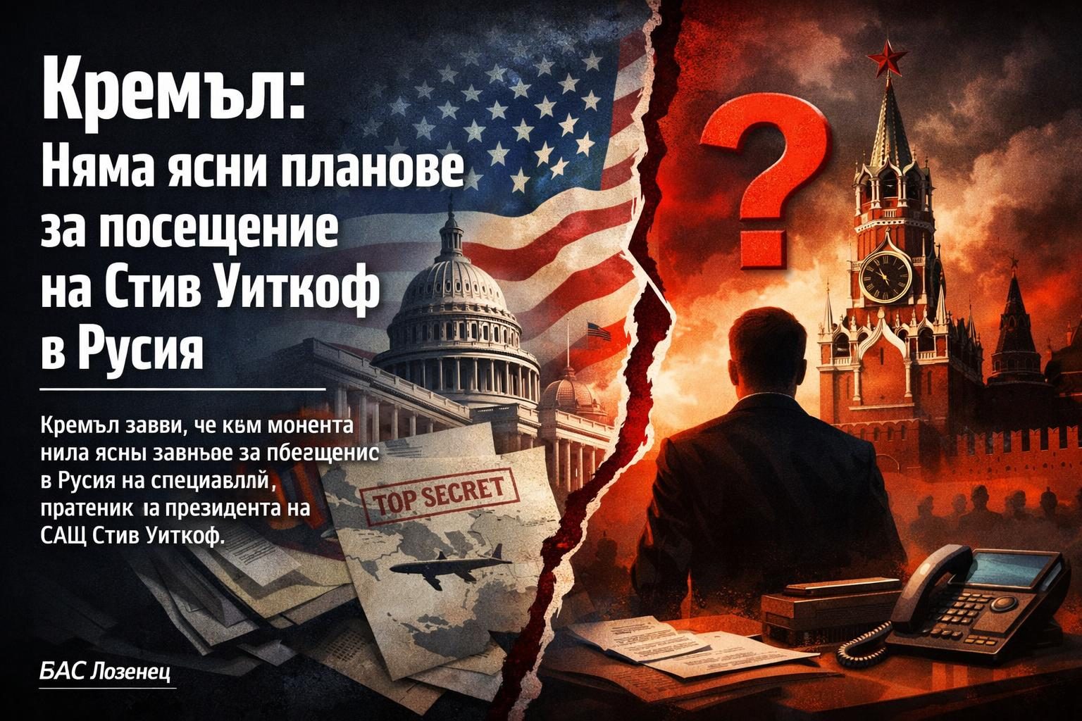 Кремъл: Няма ясни планове за посещение на Стив Уиткоф в Русия