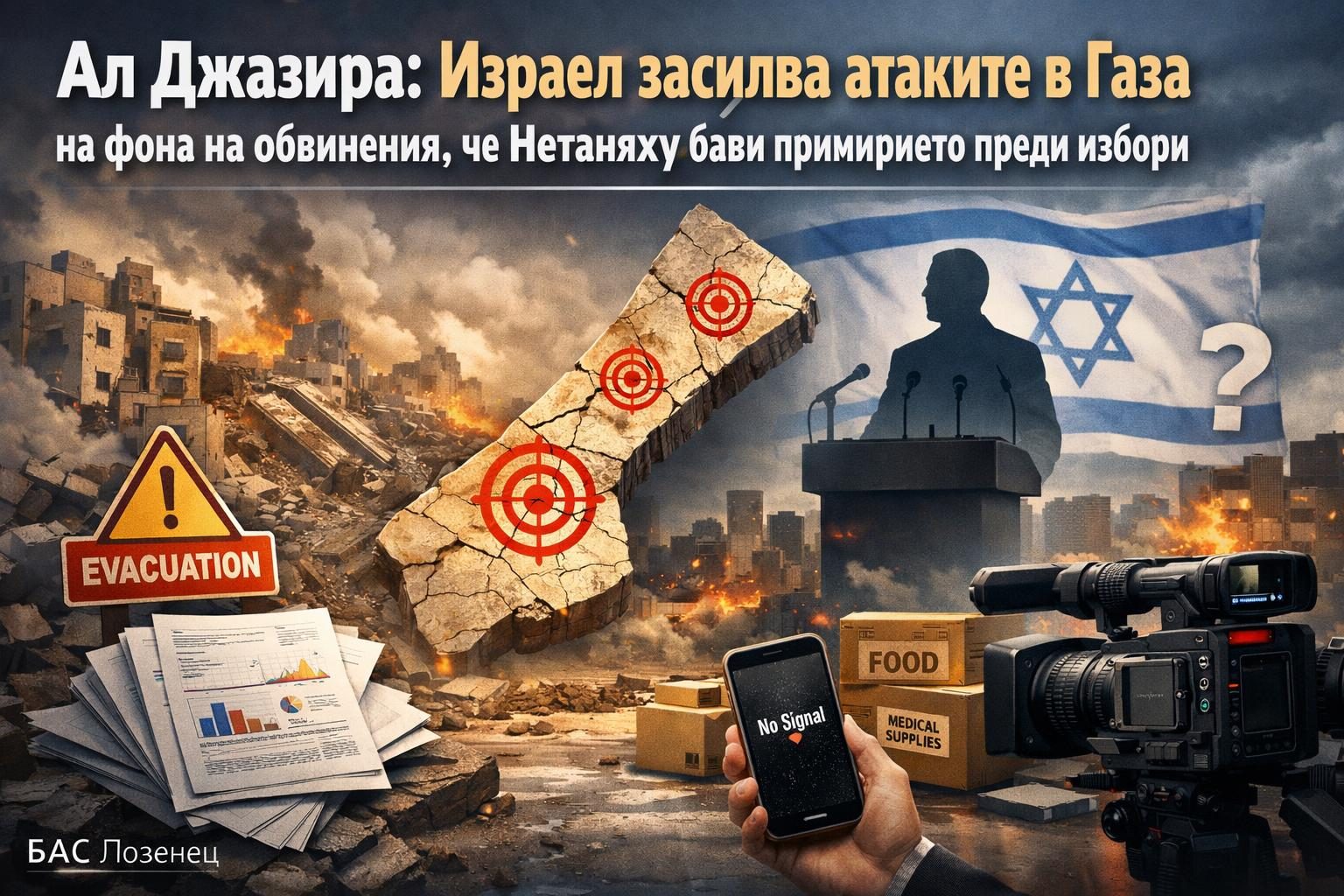 Ал Джазира: Израел засилва атаките в Газа на фона на обвинения, че Нетаняху бави примирието преди избори