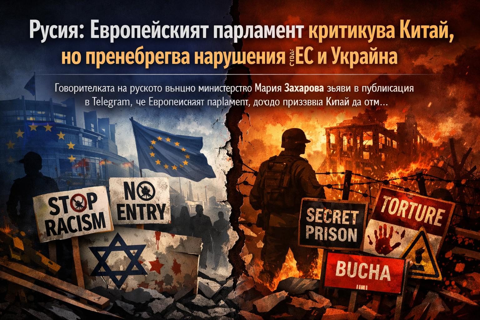 Русия: Европейският парламент критикува Китай, но пренебрегва нарушения в ЕС и Украйна