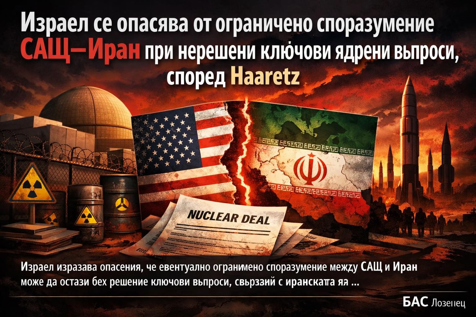 Израел се опасява от ограничено споразумение САЩ–Иран при нерешени ключови ядрени въпроси, според Haaretz