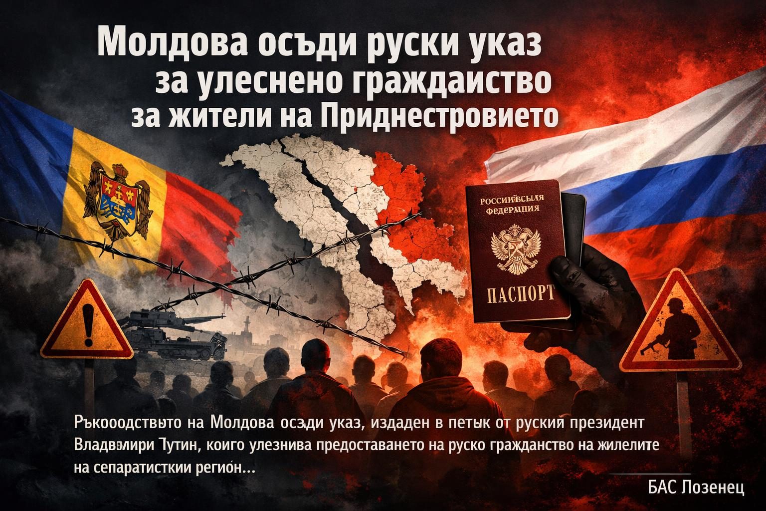 Молдова осъди руски указ за улеснено гражданство за жители на Приднестровието