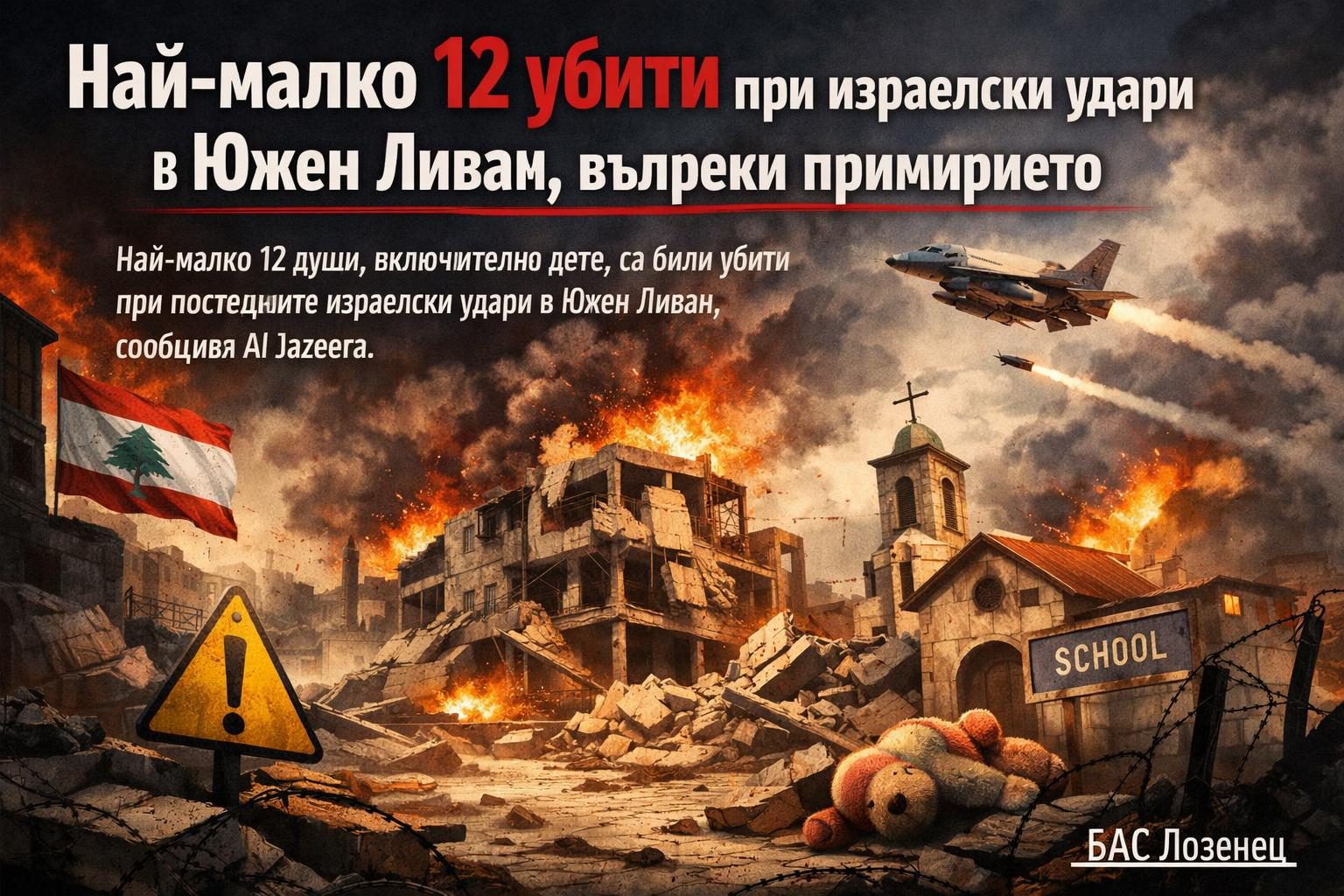 Най-малко 12 убити при израелски удари в Южен Ливан, въпреки примирието