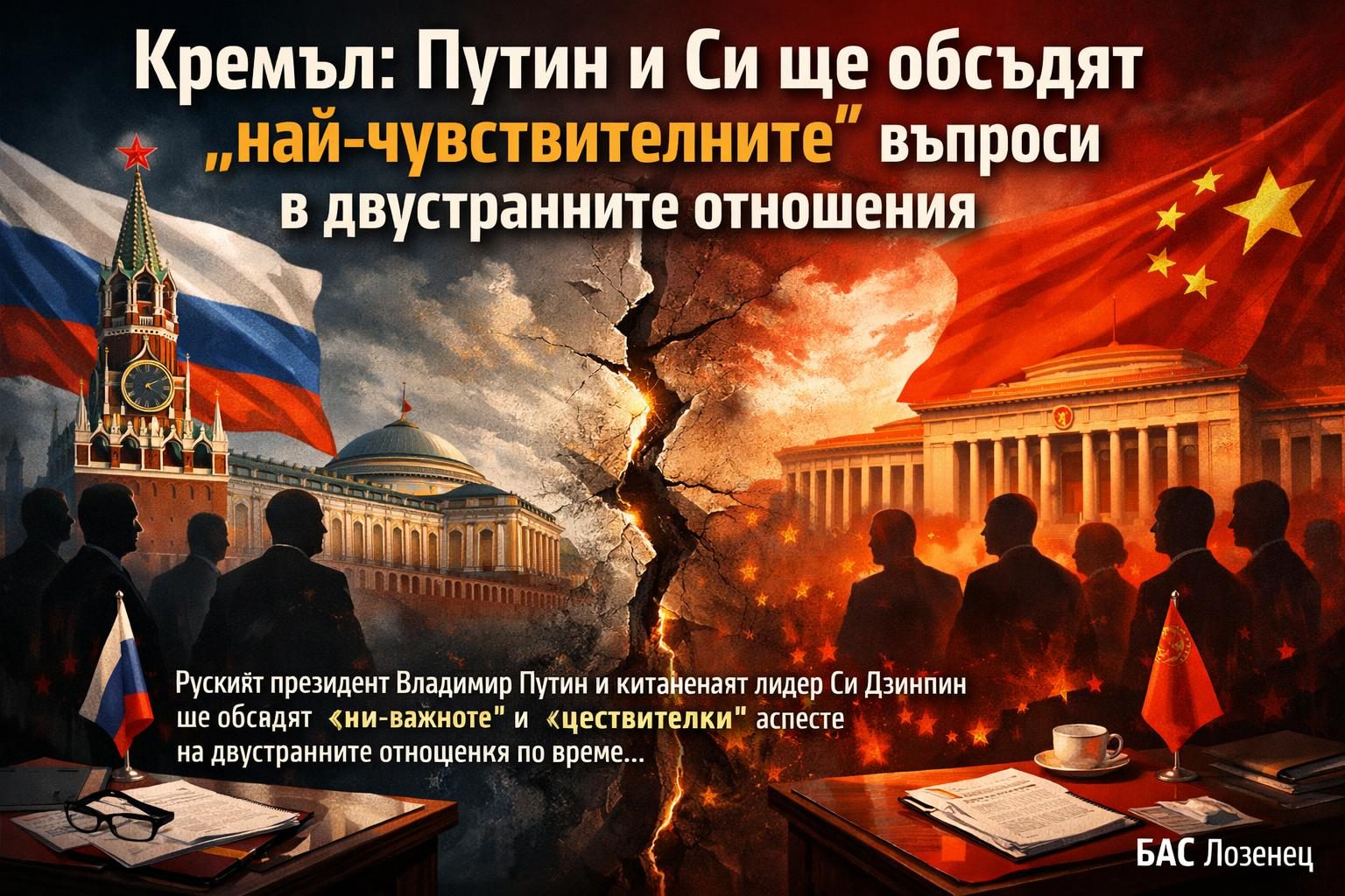 Кремъл: Путин и Си ще обсъдят „най-чувствителните“ въпроси в двустранните отношения