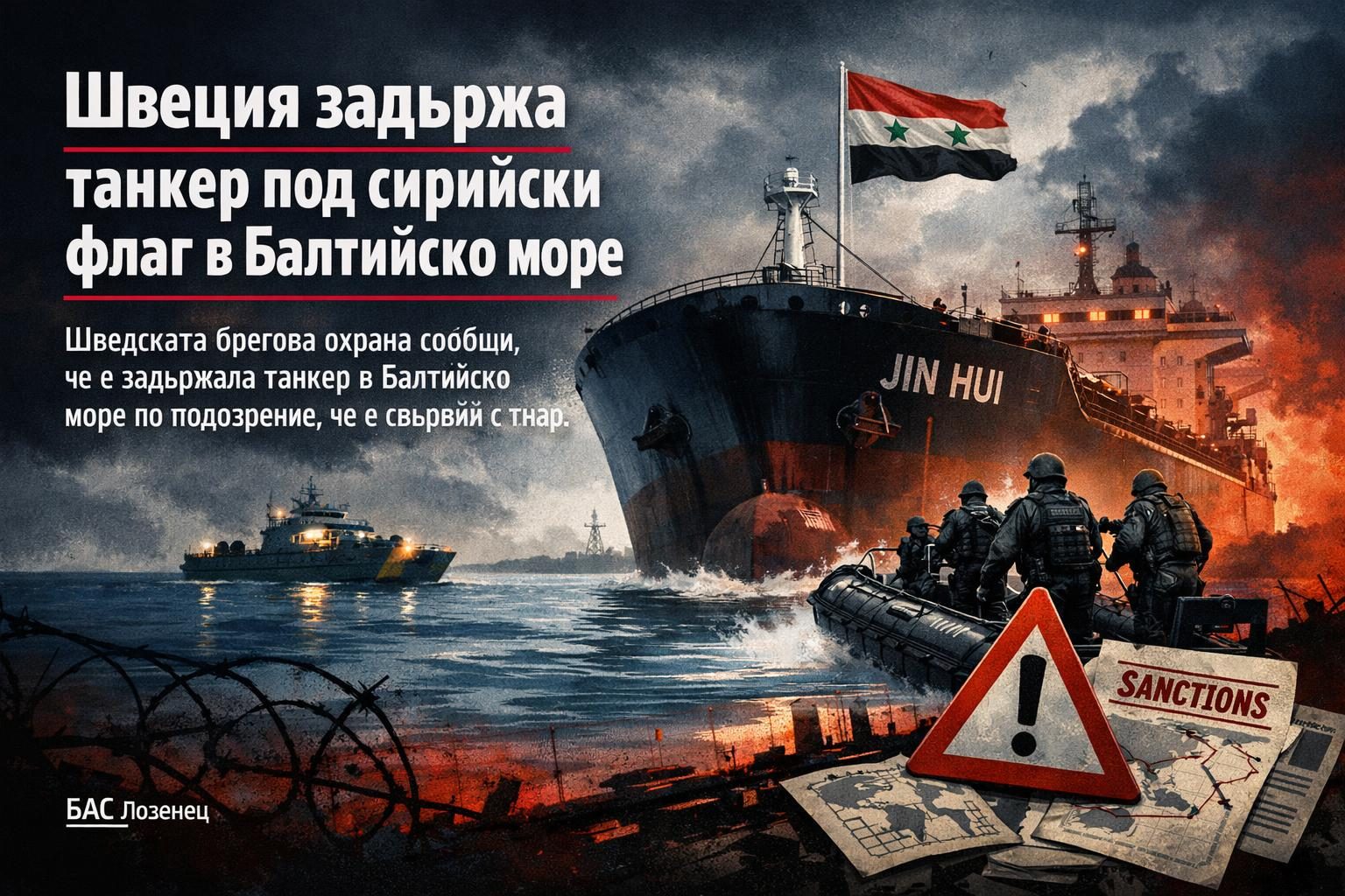 Швеция задържа танкер под сирийски флаг в Балтийско море