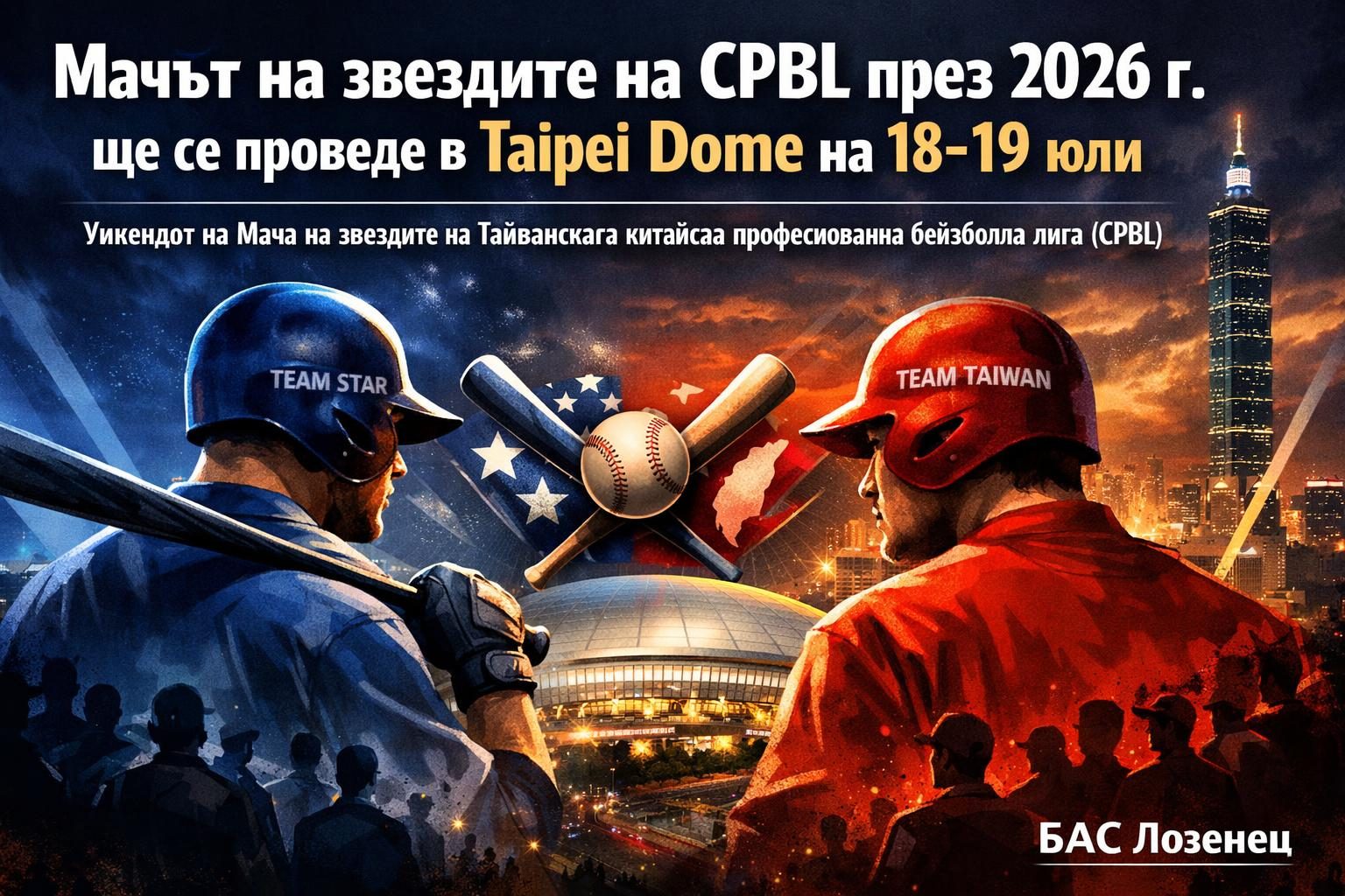 Мачът на звездите на CPBL през 2026 г. ще се проведе в Taipei Dome на 18-19 юли