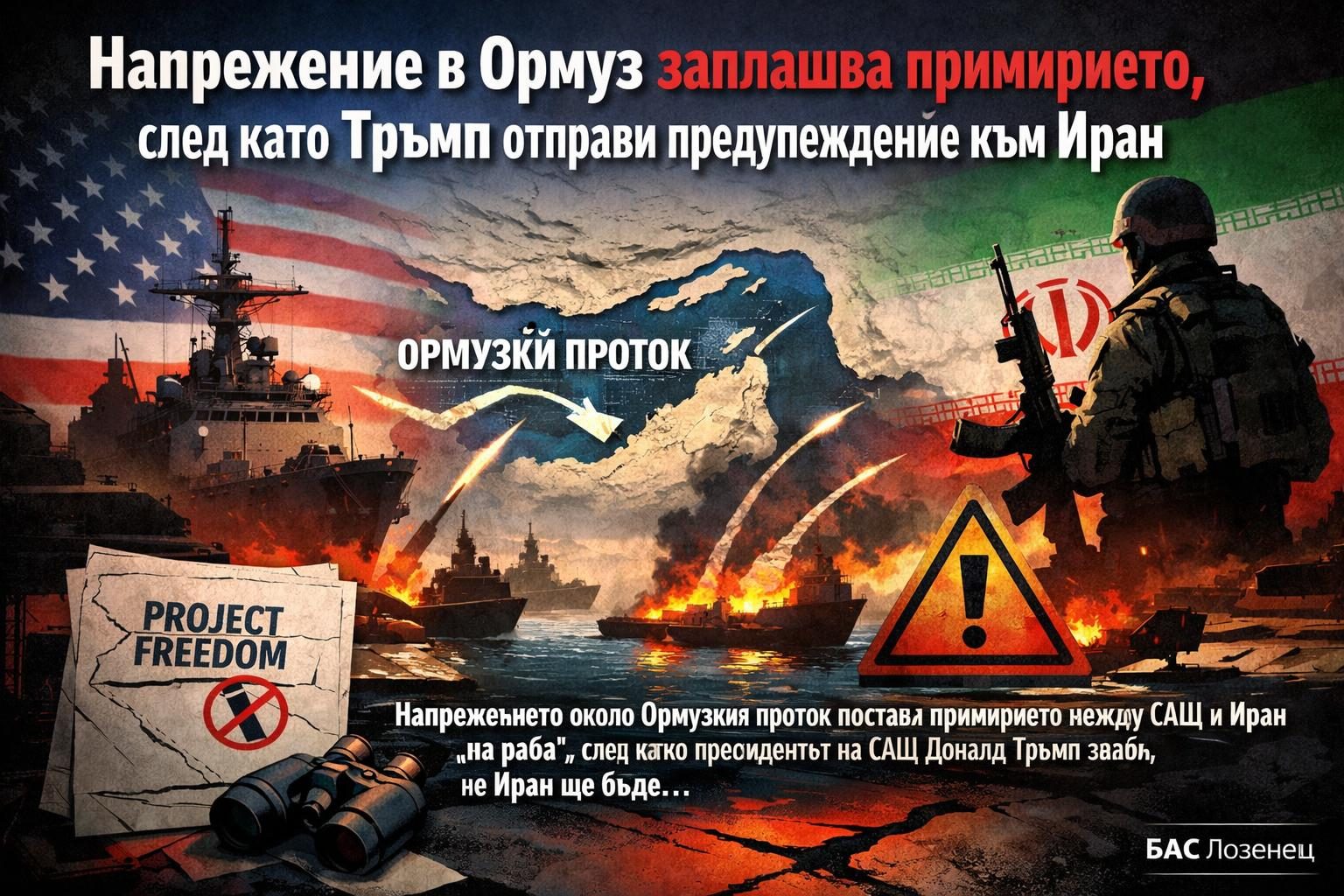Напрежение в Ормуз заплашва примирието, след като Тръмп отправи предупреждение към Иран