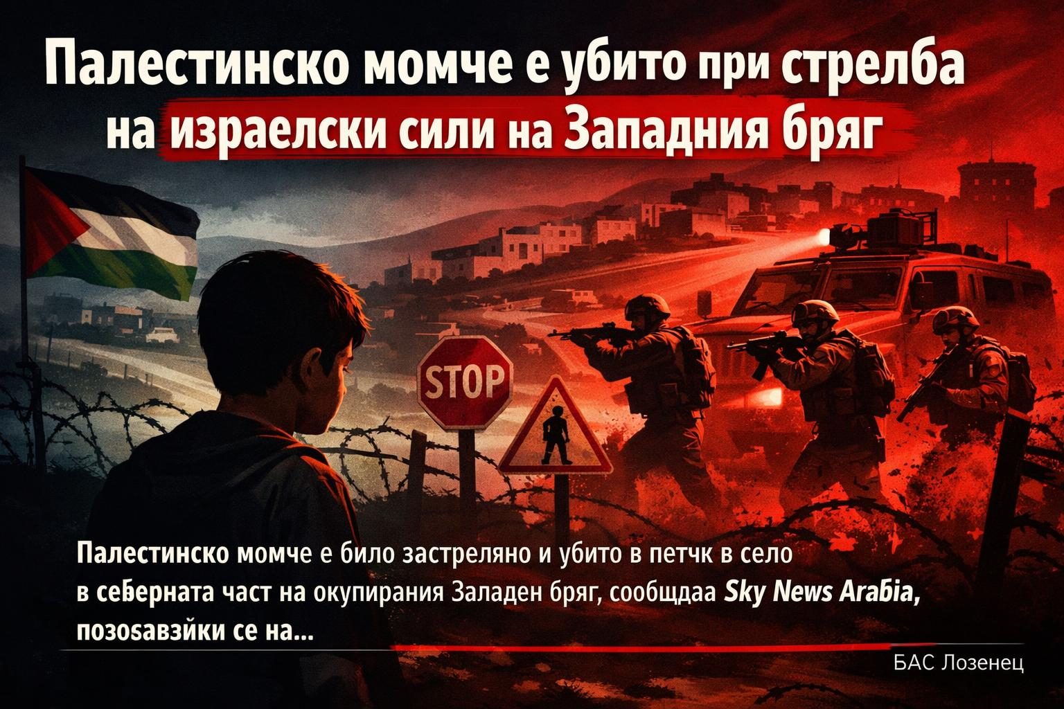 Палестинско момче е убито при стрелба на израелски сили на Западния бряг