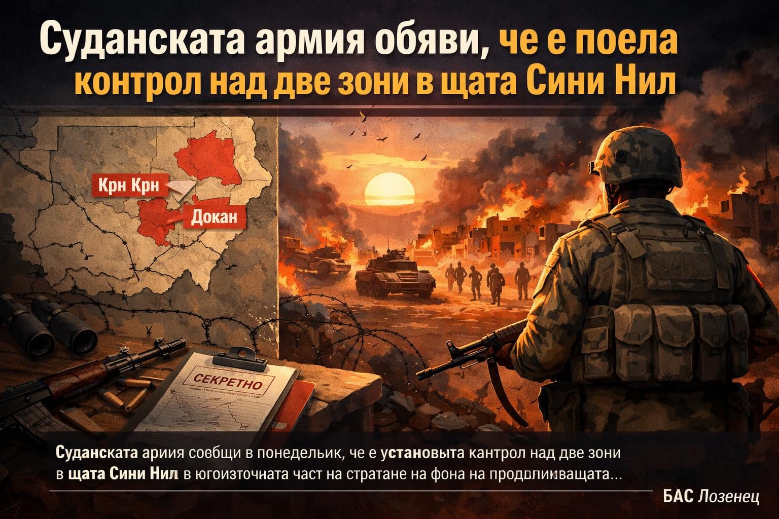 Суданската армия обяви, че е поела контрол над две зони в щата Сини Нил