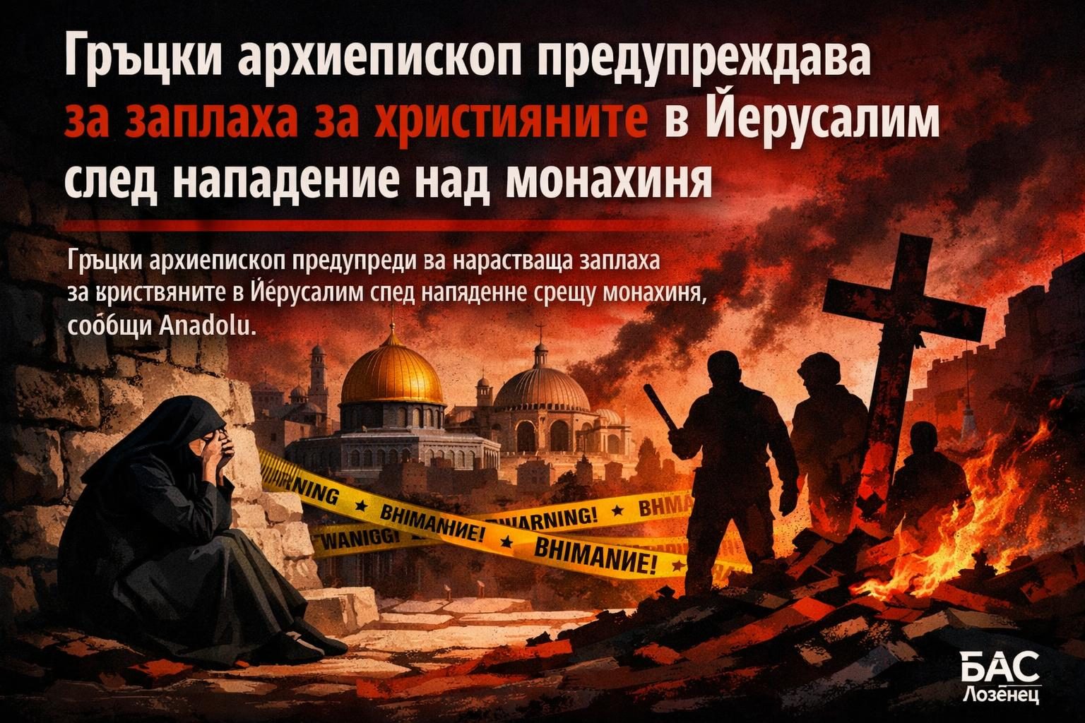 Гръцки архиепископ предупреждава за заплаха за християните в Йерусалим след нападение над монахиня