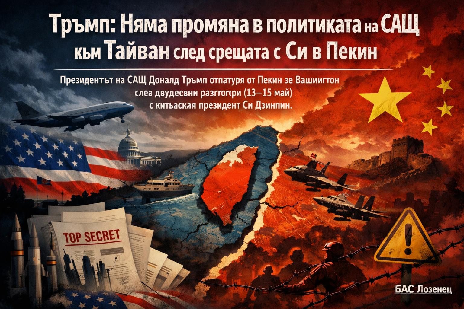 Тръмп: Няма промяна в политиката на САЩ към Тайван след срещата с Си в Пекин