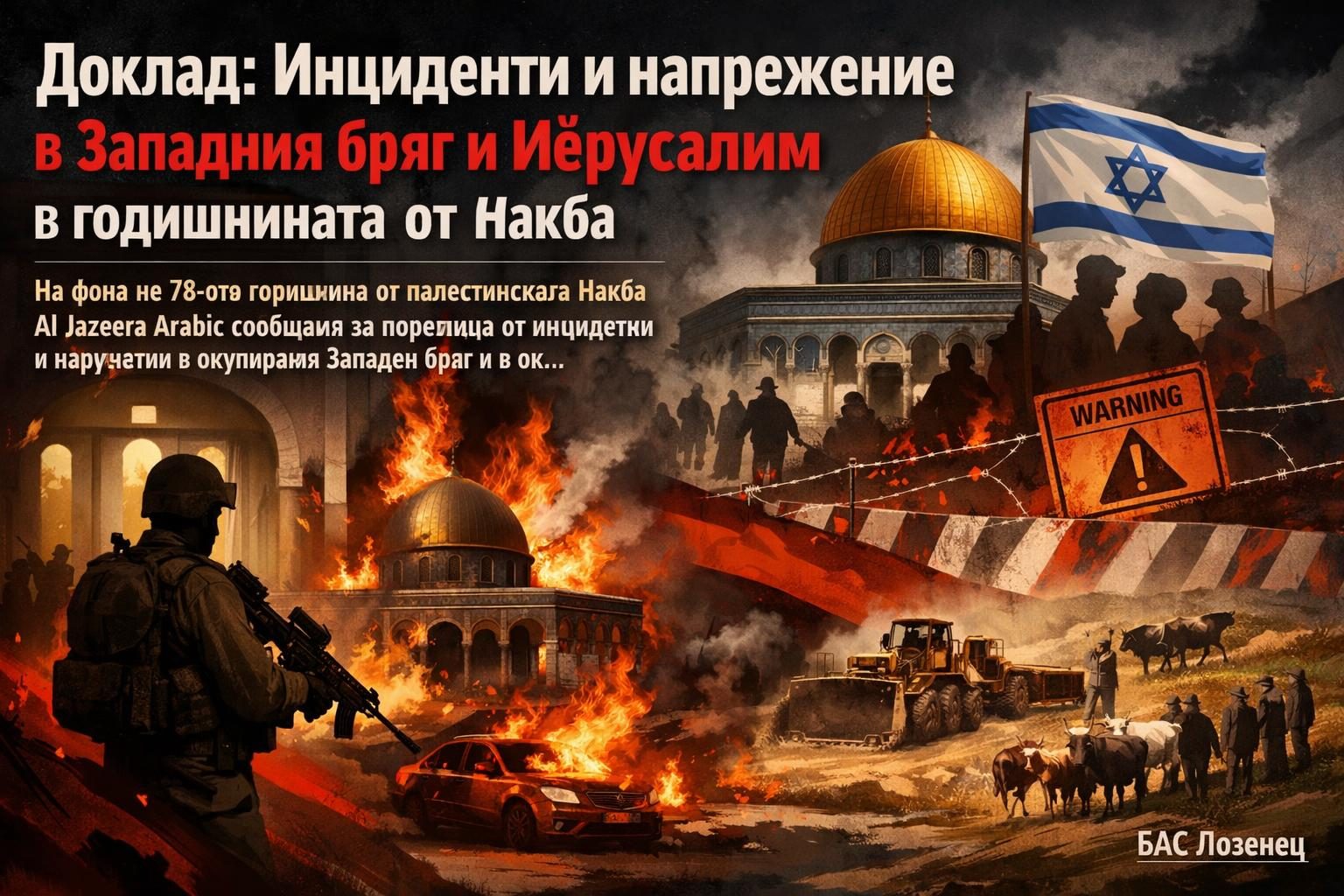 Доклад: Инциденти и напрежение в Западния бряг и Йерусалим в годишнината от Накба
