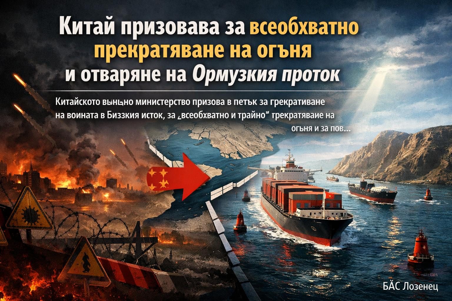 Китай призовава за всеобхватно прекратяване на огъня и отваряне на Ормузкия проток
