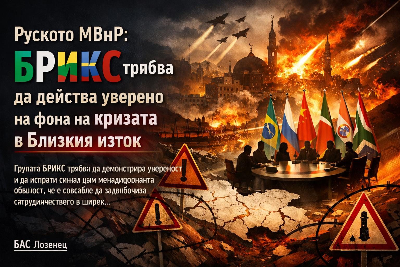 Руското МВнР: БРИКС трябва да действа уверено на фона на кризата в Близкия изток