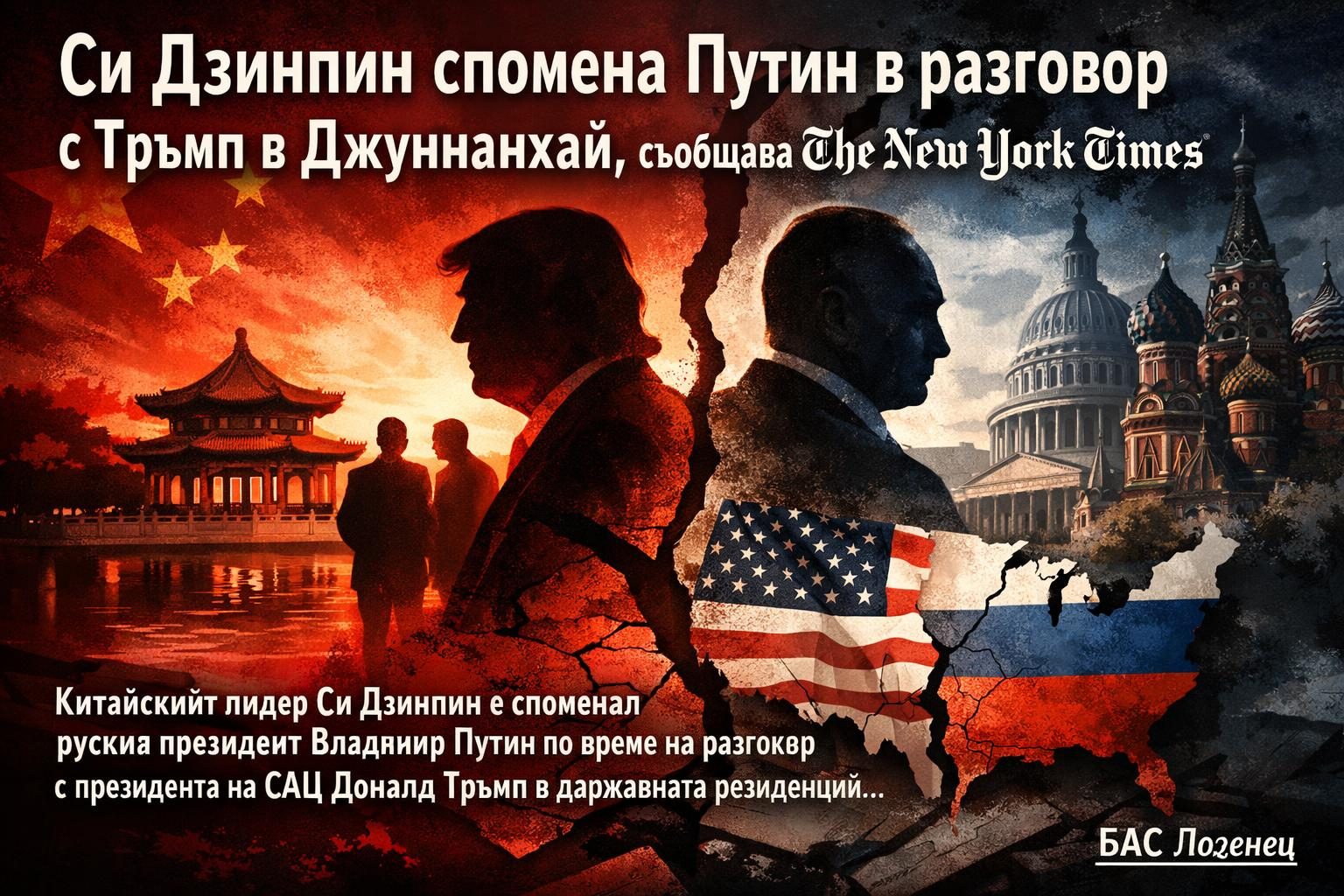 Си Дзинпин спомена Путин в разговор с Тръмп в Джуннанхай, съобщава The New York Times