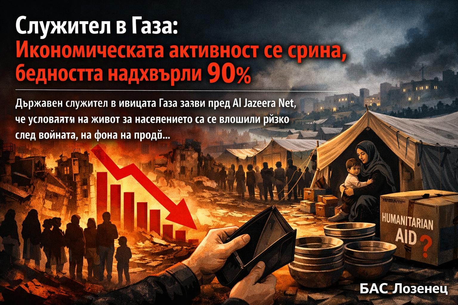 Служител в Газа: Икономическата активност се срина, бедността надхвърли 90%